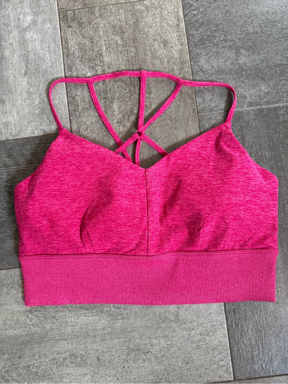 Alo Yoga Alosoft Lavish Strappy Longline Sports Bra Pink XL